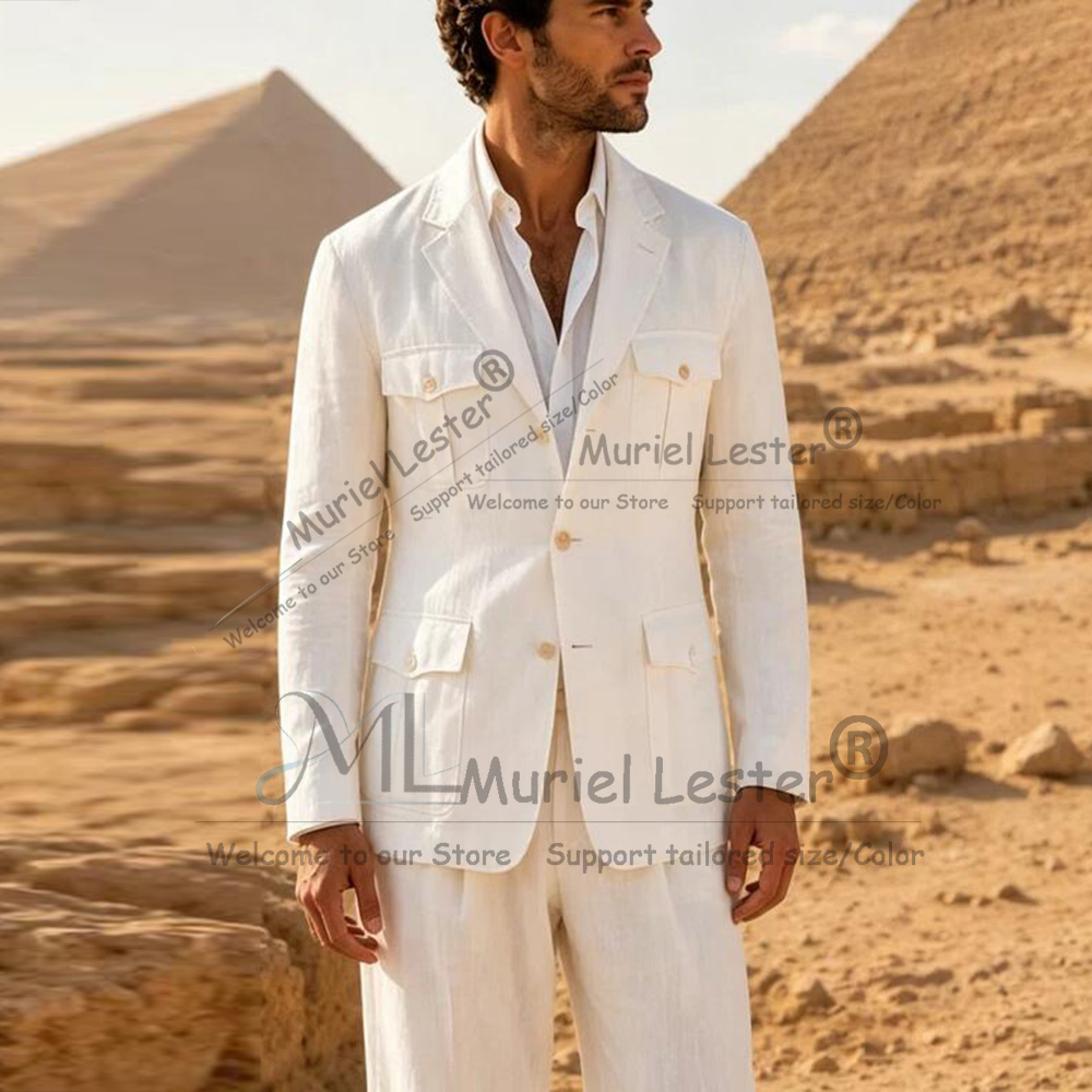 Men Linen Formal Wear - Элегантные мужские летние костюмы из льна