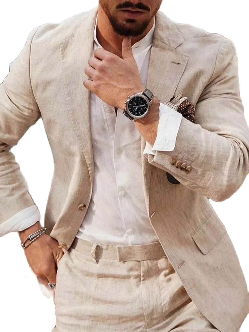 Летний пляжный деловой льняной – обзор и цена Men Formal Wear Summer