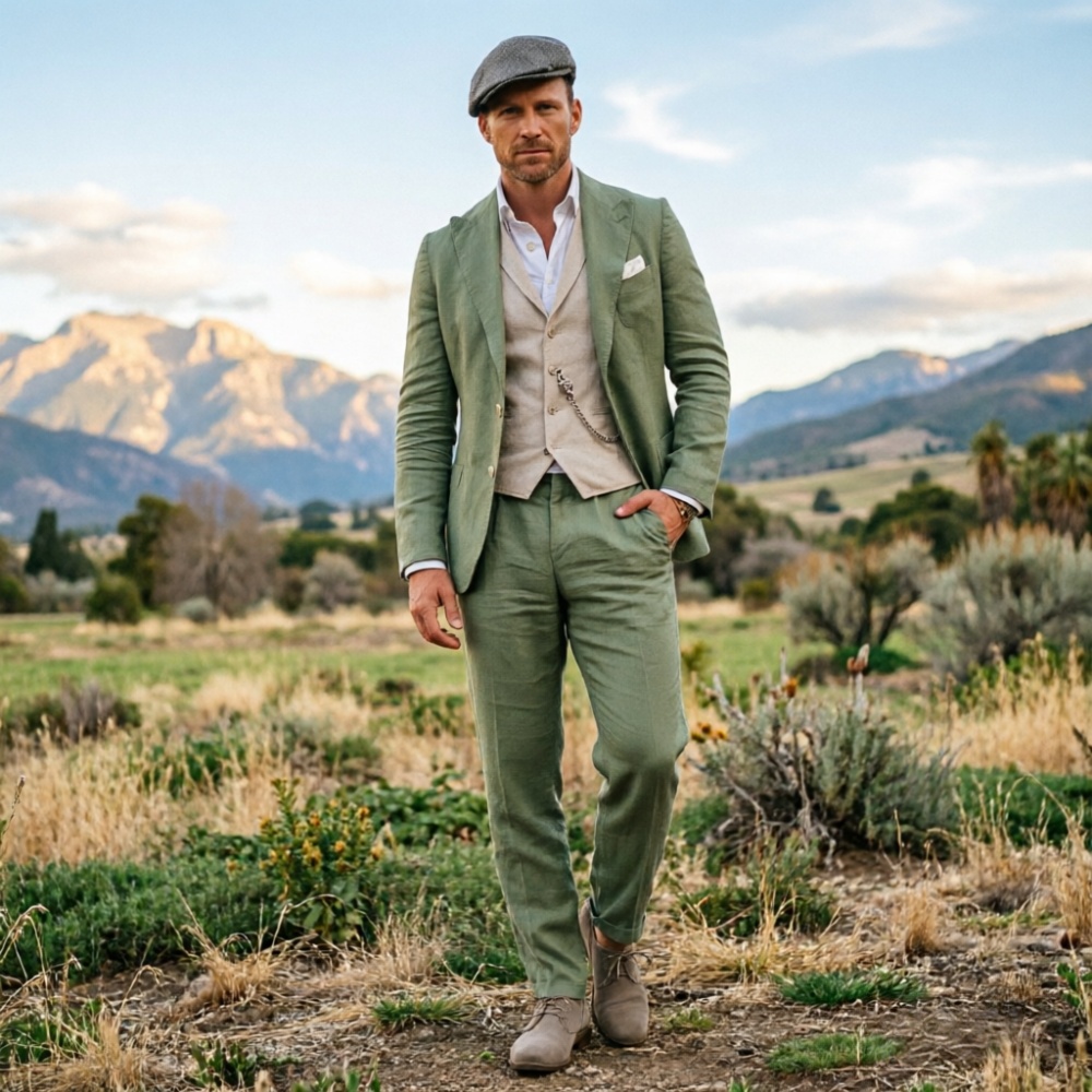 Мужской костюм из льняной ткан – обзор и цена Men Linen Formal Wear