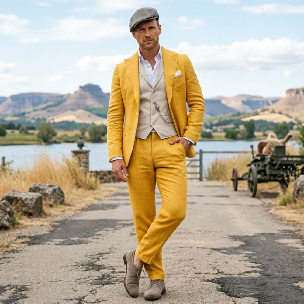 Мужской костюм из льняной ткан – обзор и цена Men Linen Formal Wear