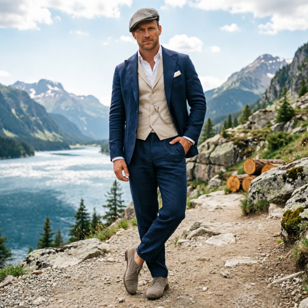 Мужской костюм из льняной ткан – обзор и цена Men Linen Formal Wear