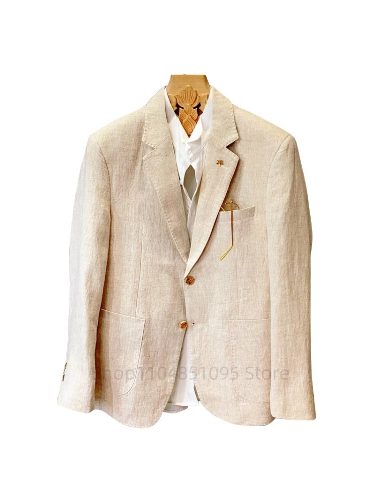 Бежевые мужские льняные пиджак – обзор и цена Men Linen Formal Wear
