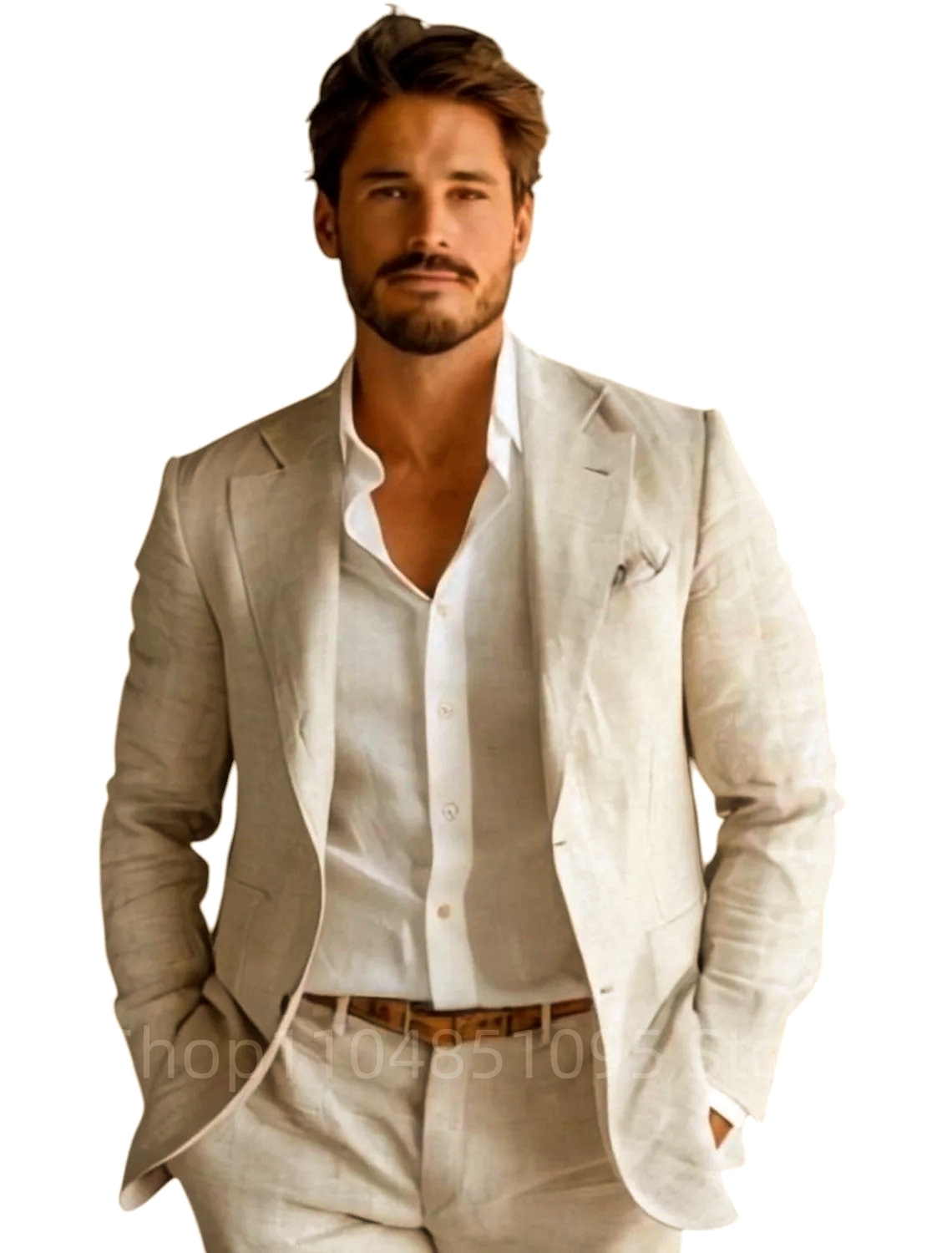 Синий приталенный мужской льня – обзор и цена Men Linen Formal Wear